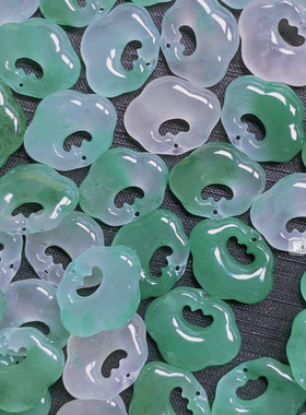 非洲翠如意锁吊坠挂件双面DI Y天然玉石精美尺寸21*17