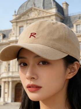 复古R字母刺绣显脸小鸭舌帽女