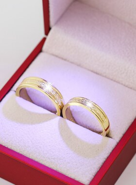 结婚戒指一对假黄金男女戒可调节开口情侣对戒婚礼仪式999仿真金