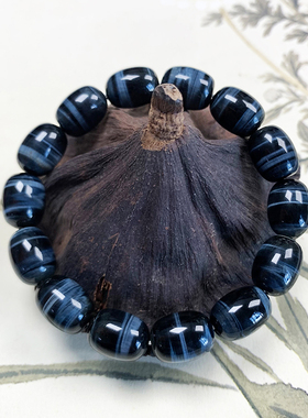 天然蓝虎眼个性桶珠鹰眼石男