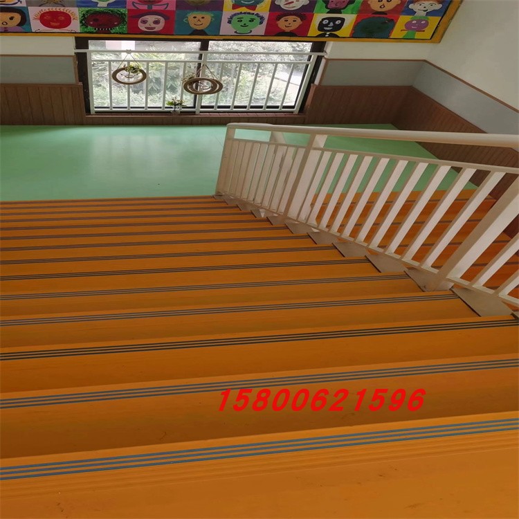 楼梯踏步板防滑条PVC地胶台阶贴幼儿园彩色塑胶地垫整体铺地板贴 - 图1