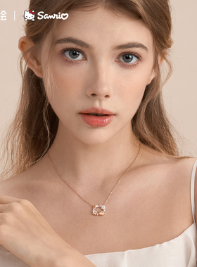 Hellokitty蝴蝶花环项链女款纯银