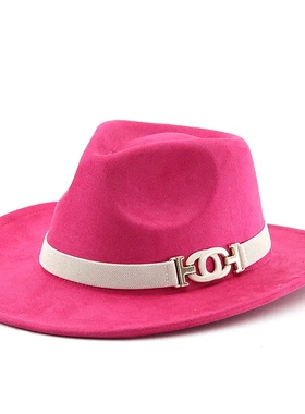 外贸新款麂皮绒礼帽西藏式西部牛仔帽软呢骑马帽男女礼帽毡帽