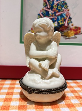 外贸出口陶瓷首饰盒小天使 一对 铁扣饰品盒收藏家居摆件