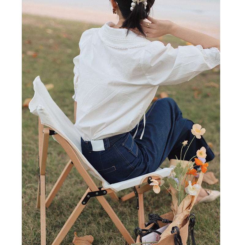 Bela studio法式复古娃娃领系带泡泡袖纯棉显瘦衬衣女博主同款 - 图1