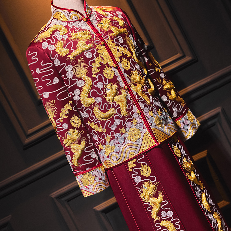 立体盘锦绣秀禾服男装2023新款中式 艺薰唐装