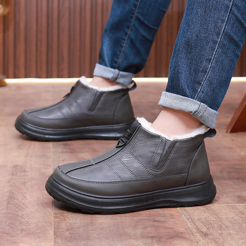 冬季户外加绒加厚羊毛短靴防寒保暖雪地靴男中老年软底防滑爸爸鞋,淘宝优惠券,粉丝福利购,淘宝优惠卷