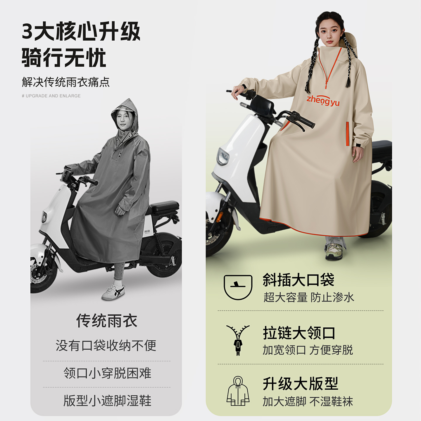 电动电瓶车雨衣加厚加大单人长款全身防暴雨2025新款成人外穿雨披 - 图2