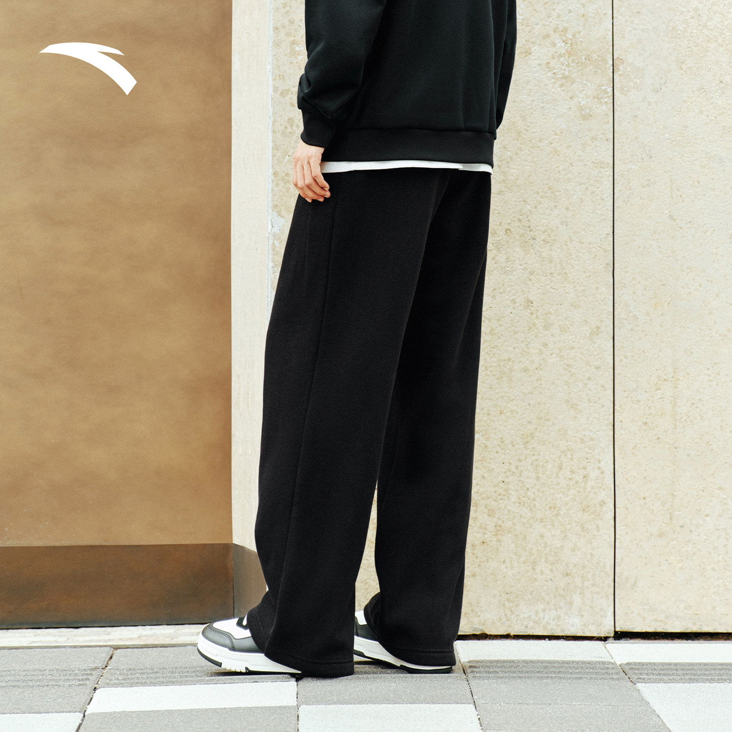 安踏宽松直筒针织运动长裤男裤2025秋季新款阔腿垂感休闲裤卫裤子,淘宝优惠券,粉丝福利购,淘宝优惠卷