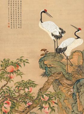 邹一桂蟠桃山水图客厅玄关卧室