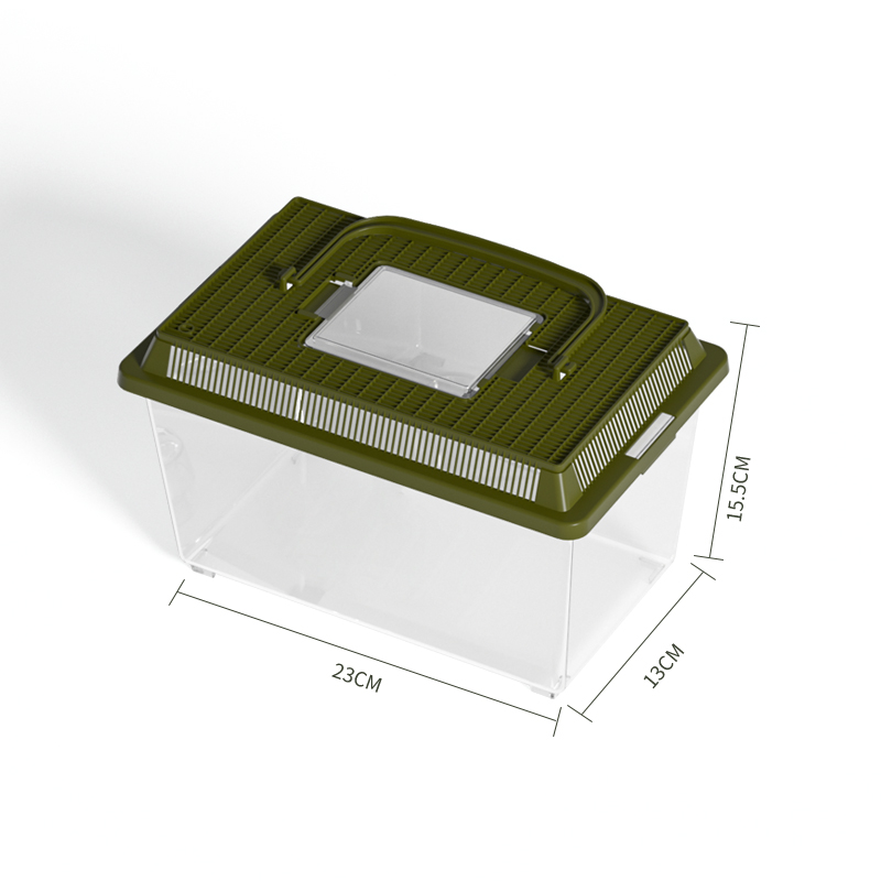 塑料家用鱼缸乌龟缸户外昆虫专用容器中小型手提家用饲养箱子带盖-图3