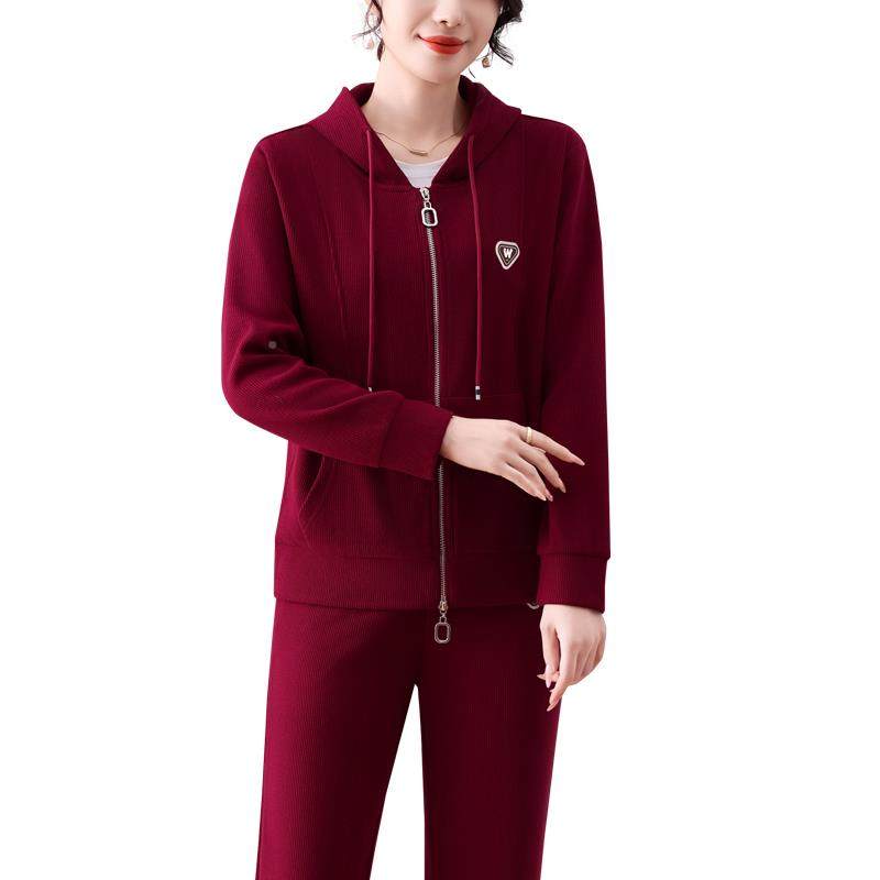 运龄动服套装87812141女衣春秋新减款显瘦洋气妈妈连帽卫休闲服两,淘宝优惠券,粉丝福利购,淘宝优惠卷