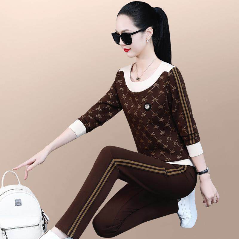 卫动衣套运女春装秋新99044880款时尚洋气减龄妈妈圆领印花休闲两,淘宝优惠券,粉丝福利购,淘宝优惠卷