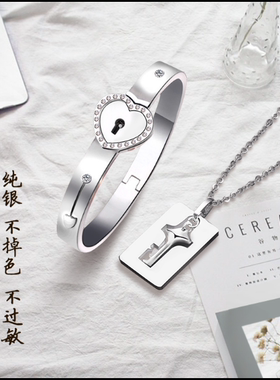 高级男女情侣纯银小众手镯手链锁
