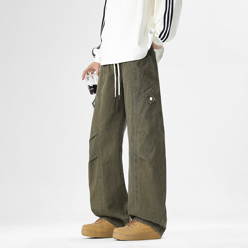 WASSUP潮牌美式高街弯刀阔腿裤男春秋2025新款青少年潮流休闲长裤,淘宝优惠券,粉丝福利购,淘宝优惠卷