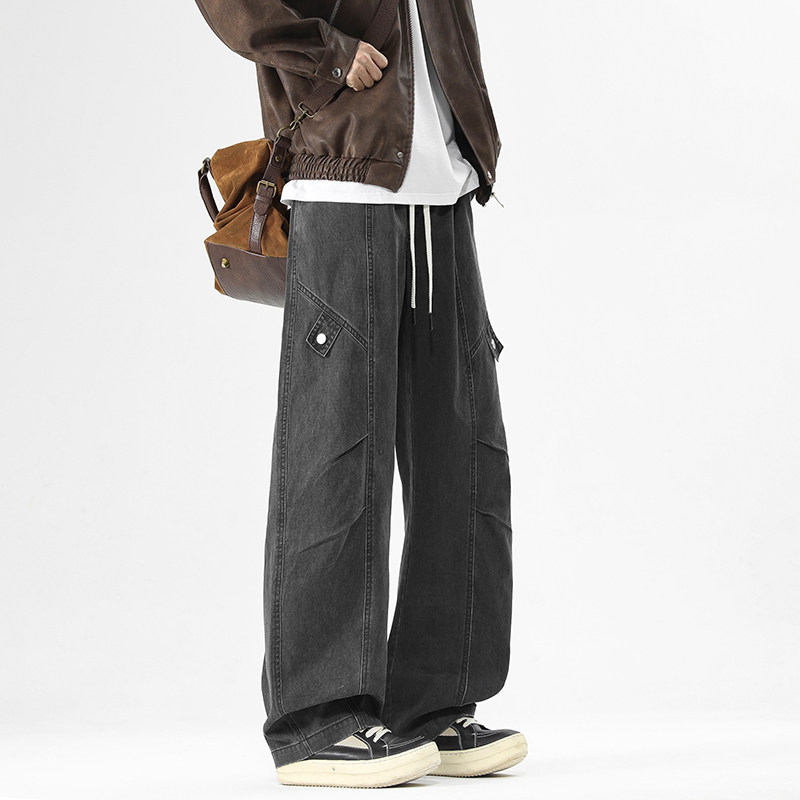 WASSUP潮牌美式高街弯刀阔腿裤男春秋2025新款青少年潮流休闲长裤,淘宝优惠券,粉丝福利购,淘宝优惠卷