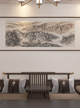 孤品收藏名家手绘山水国画横幅