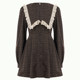 Retro college style contrast lace plaid dress for women