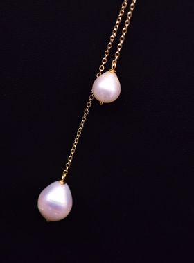 天然淡水珍珠项链女款小众设计感民族风毛衣链ins风吊坠首饰批发