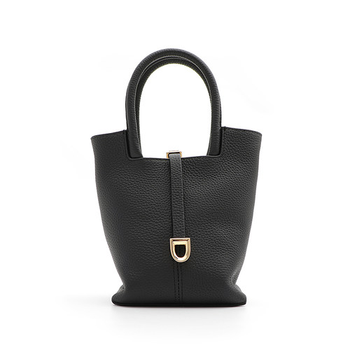 新款头层牛皮水桶包菜篮子手拎斜挎包女包 NB207 - 图3