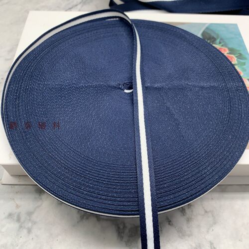 蓝白蓝 间色织带100D涤纶滑面加密服装辅料装饰袋DIY丝带包装彩带 - 图2