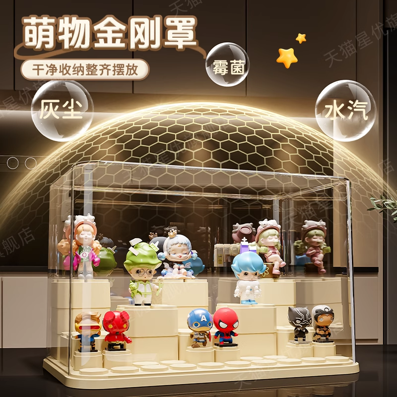 手办收纳盒盲盒展示架透明防尘柜子亚克力积木泡泡玛特适用展示盒 - 图1