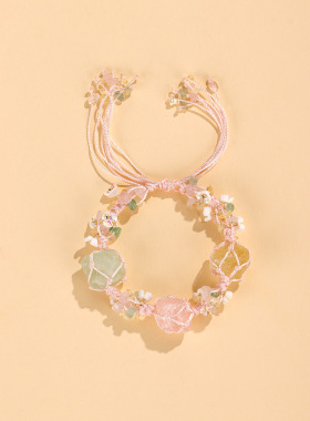 新款手工编织手绳石头紫水晶黄水晶手链女小众高级感手串