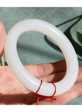 典藏臻品新疆和田玉籽手镯女款肥圆条手镯羊脂玉白玉手镯福镯珠宝