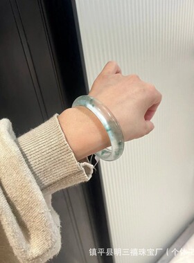 仿独龙玉冰种飘花玉石手镯石英岩玉翡翠玉镯子小红书