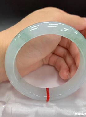 天然缅甸翡翠手镯浅绿色飘花少女款年轻款玉手镯送礼物送女友真品