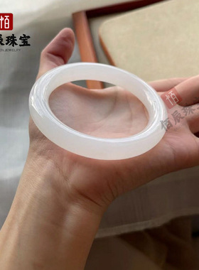 阿富汗玉手镯新疆白玉手镯少女圆条镯子细镯玉石羊脂白玉