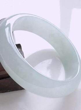 天然缅甸老坑货翡翠手镯女款冰糯种单色飘花阳绿色翡翠玉手