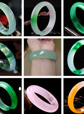 云南黄龙玉手镯半白半黄色冰透镯子石英岩质玉女士黄玉镯子