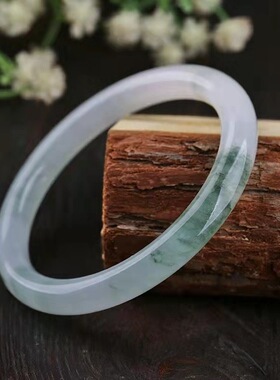 天然金丝玉天山雪翠美人圆条手镯天山翠雪翠翡翠色正圈玉镯玉石