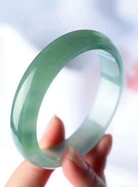 缅甸老坑蓝色油青飘花翡翠玉手镯女生手镯料冰种糯种半山半水吊坠