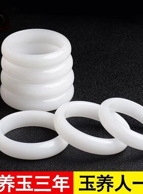 新疆和田玉手镯和田玉白玉手镯和田玉真玉羊脂玉细手镯附证书旺夫