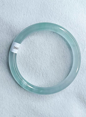 天青冻淡蓝水冰种细圆条石英岩处理玉手镯少女款叮当镯美人镯