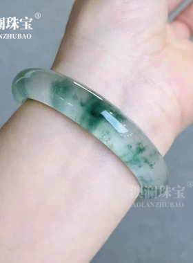 翡翠独龙玉冰种飘花玉石手镯石英岩玉翡翠玉镯子货源