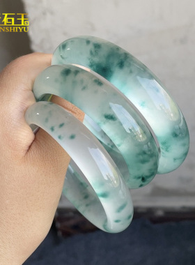 独龙玉手镯冰种飘花翡翠色玉镯子非洲翠玉玉石饰品货源