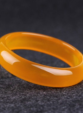 冰种黄玉髓玛瑙手镯时尚玉镯饰品镯子冰透女款玉石玉器礼品情人节