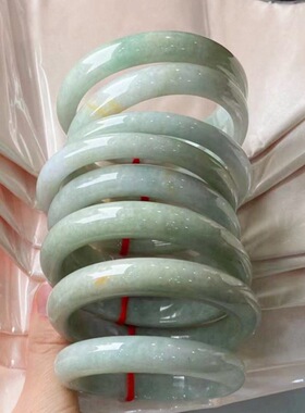 天然货缅甸玉手镯女款 文艺风油青手镯玉镯子三八妇女节礼物