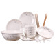 Chinese 18-piece bowl and plate set household tableware combination