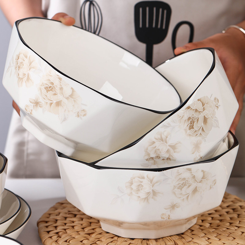 清新风8英寸汤碗家用2025新款 大号汤面碗高级感陶瓷汤盆个人专用,淘宝优惠券,粉丝福利购,淘宝优惠卷