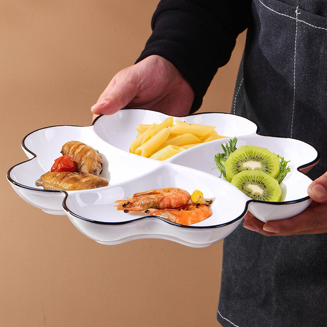 2025 new household style ceramic meal plate Nordic plate dish creative platter fat-reducing breakfast plate