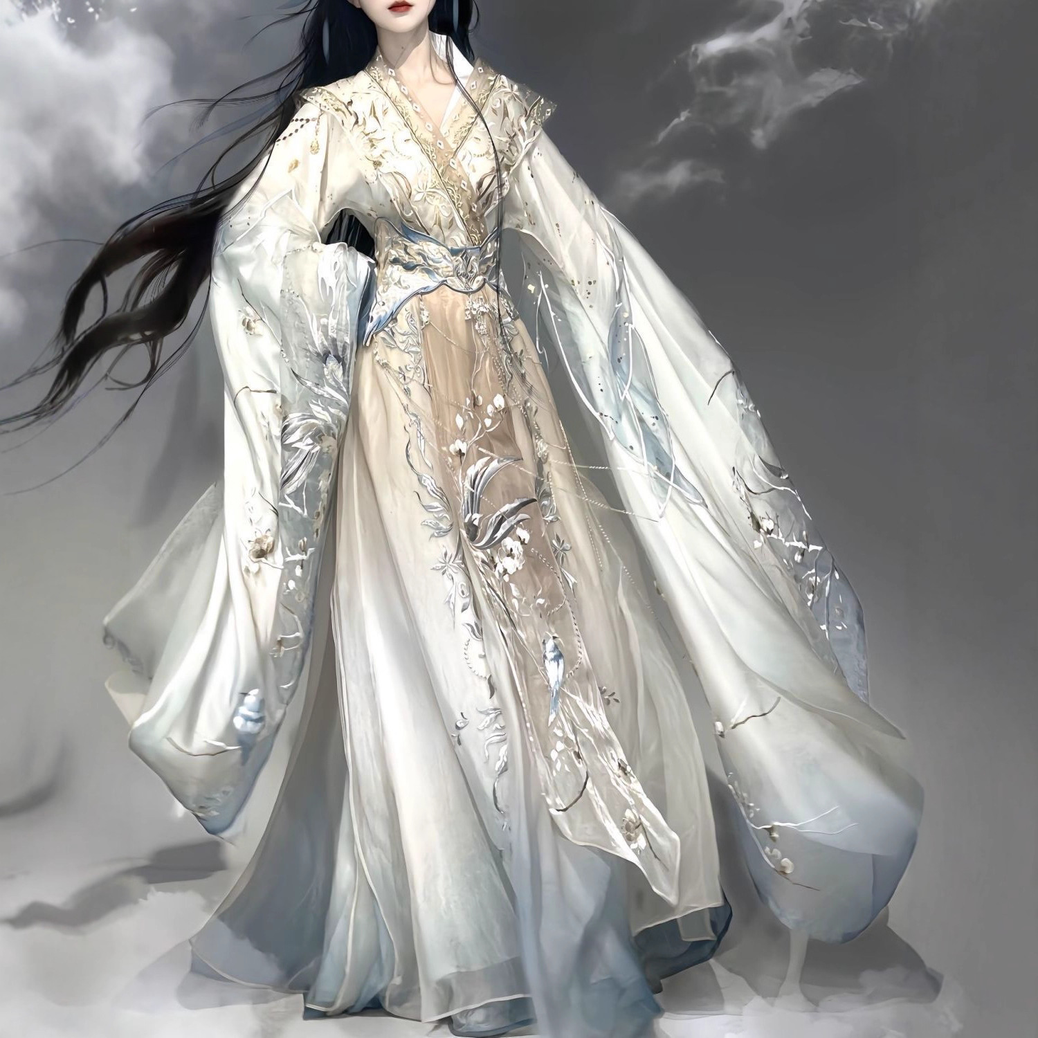 原创汉服霁月瑶光改良魏晋风刺绣重工仙春夏汉服女超仙侠女风 - 图2