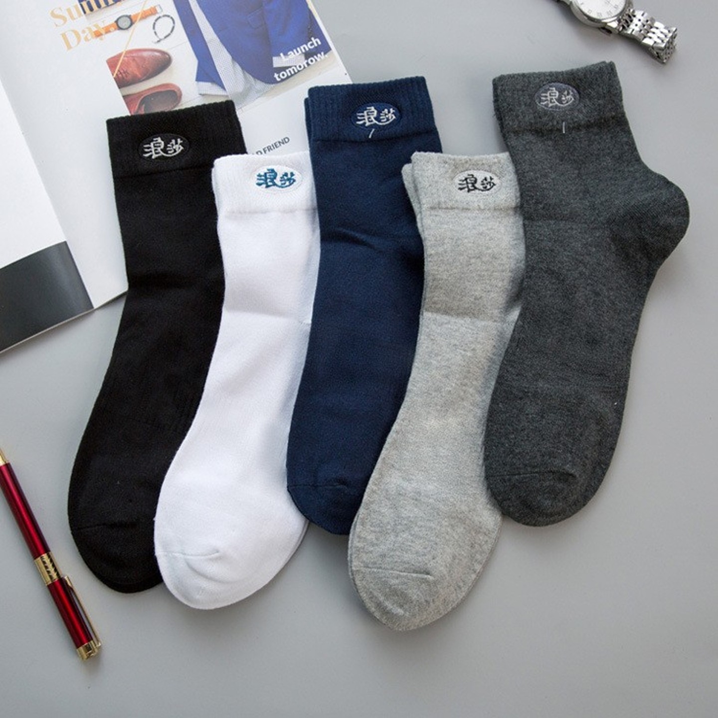浪莎男士纯棉中筒棉袜新疆棉秋冬季中厚吸汗运动全棉长袜防臭百搭,淘宝优惠券,粉丝福利购,淘宝优惠卷