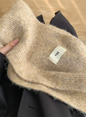 韩系软糯拉毛针织围巾女秋冬加厚保暖纯色百搭学生仿羊绒围脖披肩