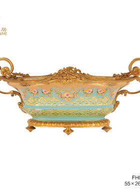 凤凰美居绿色彩玻系列欧式客厅玄关茶几托盘糖果罐餐桌花瓶果斗