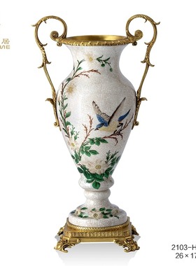 凤凰美居欧式茶几果碟居家实用糖果盘纯铜手绘陶瓷小鸟拼盘软装饰