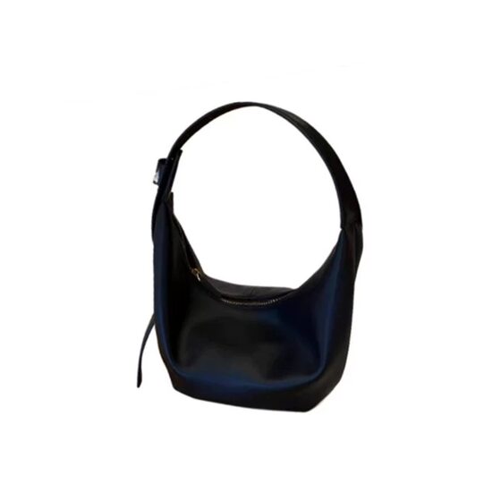 Black soft leather dumpling bag, high-end commuter crossbody bag